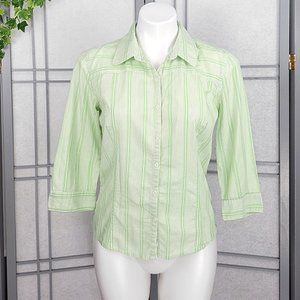 Lilu Cotton Striped Textured Button Down Shirt L